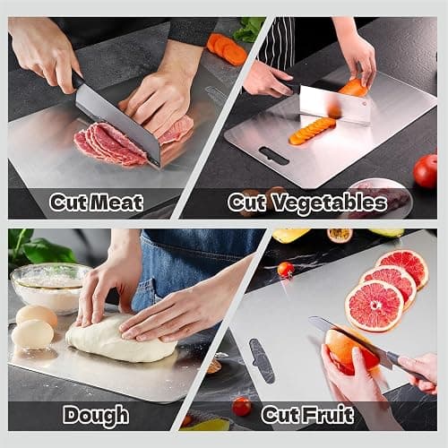 Titanium Cutting Board Set of 3,100% Pure Titanium Cutting Boards for Kitchen, 2025 New Double Sided Food-Grade Chopping Board for Cutting Meat Vegetable Fruit thumbnail 4