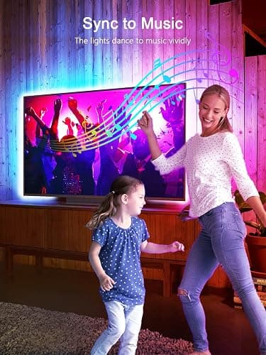 GIPOYENT TV LED Backlight,Sync to Music LED Strip Lights for 32-50 inch TV, LED TV Lights with Bluetooth Function,Led Lights for Bedroom RGB Colors Changing for Home Theater Non-Waterproof (6.56ft) thumbnail 8