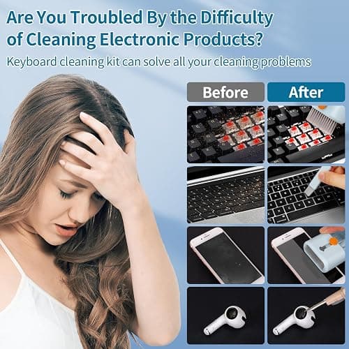 CleaniKu Keyboard Cleaner Laptop Cleaning Kit - 12 in 1 Computer Tech Cleaning Brush, Electronic Screen Cleaner with Multi-Function Cleaning Pen for MacBook, Tablet, iPhone, Earbuds, Camera, Lens thumbnail 5