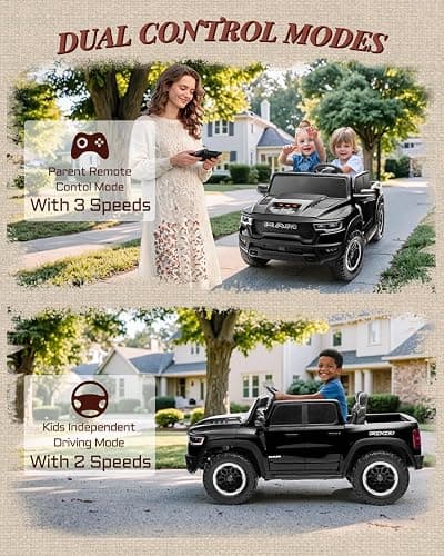 24V Ride on Toys for Big Kids, Licensed RAM 1500 RHO Electric Car for Kids w/Remote Control, Ride on Truck w/Bluetooth, LED Lights, Truck Bed Storage, Gear Shifter & Soft Start (Black) thumbnail 5