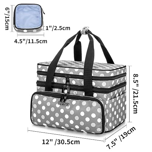 BAFASO Double Layer Sewing Accessories Organizer with 2 Detachable Pouches, Large Sewing Storage Bag for Sewing Tools (Bag ONLY), Polka Dots thumbnail 6