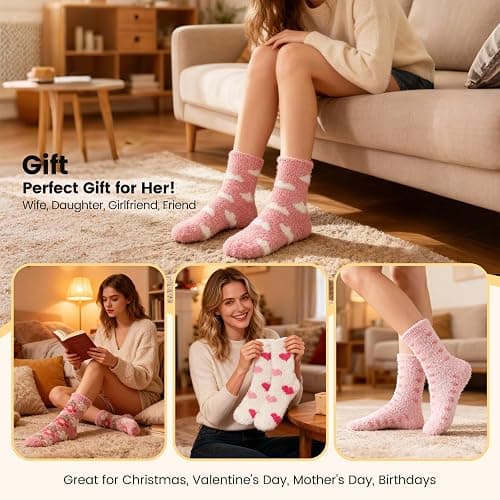 UPCOZY Fluffy Fuzzy Socks Gifts for Women,Winter Cozy Soft Warm Plush Socks Gifts for girlfriend. thumbnail 6