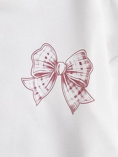 Verdusa Mommy and Me Matching Outfits Bow Letter Graphic Hoodie Lightweight Sweatshirts Cute Preppy Coquette Tops thumbnail 3