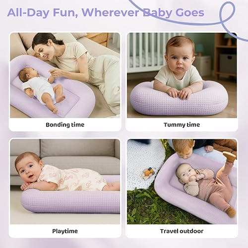azopesy Baby Lounger for Newborn - Infant Lounger 0-24 Months with Lounger Cover, Adjustable Baby Nest Lounger, Breathable Fabric & 3D Support Newborn Lounger, Portable Newborn Essentials, Pink thumbnail 7
