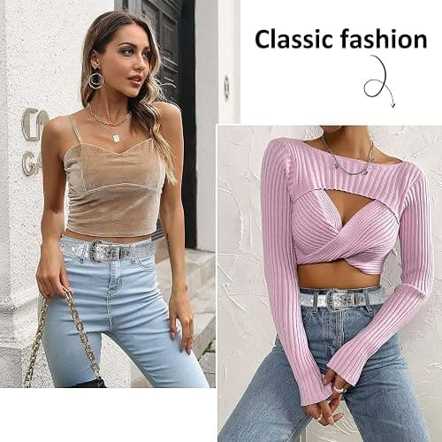 Women Men Rhinestone Belt Western Cowgirl Cowboy Bling Studded Leather Belt for Jeans Pants (suit for waist 27-39") thumbnail 2