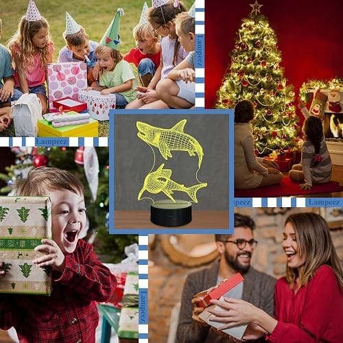 Lampeez Shark Gifts for Boys – Kids Shark Night Light 3D Optical Illusion Lamp with 16 Colors & Remote Control, Cool Shark for Boys Girls Birthday thumbnail 6