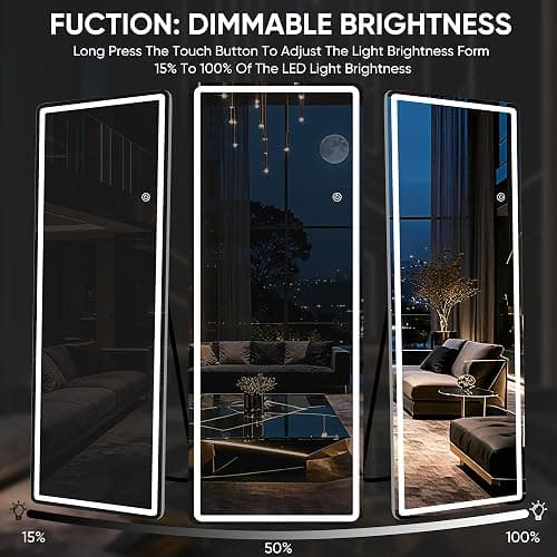 Coomily 71"x28" LED Full Length Mirror, LED Mirror Full Length Lighted Floor Standing,Hanging Mirrors Floor Mirrors with Lighted for Bedroom, Livingroom, Bathroom, Rect Style thumbnail 7
