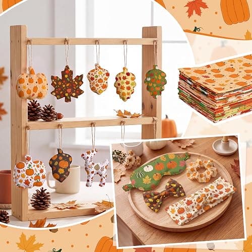 Irenare 24 Pcs Fall Fabric Bundles, 18 x 22 Inch Fat Quarters, Thanksgiving | Soft Polyester Fabric, Pumpkins Autumn Leaves Desgin, Pre-cut, DIY Crafts Material, Handmade Sewing Projects, Harvest Party thumbnail 6