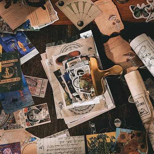 200PCS Vintage Scrapbooking Supplies Kit for Journaling,Bullet Journals Junk Journal Planners Aesthetic Cottagecore Room Decor Wall Art Collage Album(Artistic) thumbnail 8