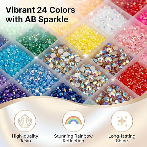 16000Pcs 3mm Rhinestones for Bedazzling, Bedazzler Kit with Rhinestones and Tools, Flatback Resin Jelly AB Colorful Rainbow Crystals Gems Set with Glue for Nail Art Crafting Clothes Crafts thumbnail 3