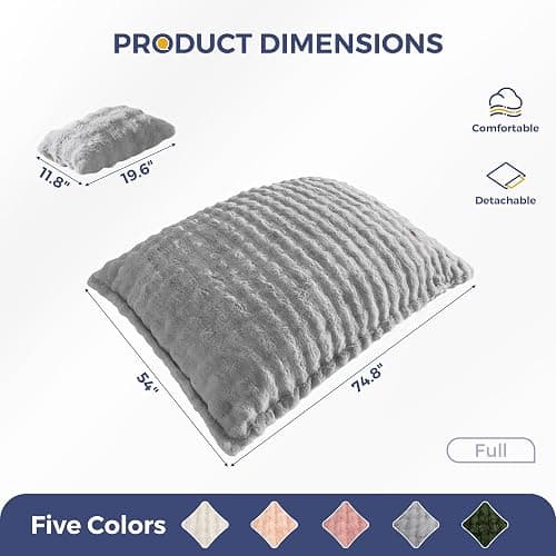 MAXYOYO Giant Bean Bag Chair with Pillow, 3 in 1 Convertible Bean Bag Chair for Adults with Removable Cover, Floor Cushion Stuffed Floor Lounger for Living Room Bedroom, Bubble Grey thumbnail 2