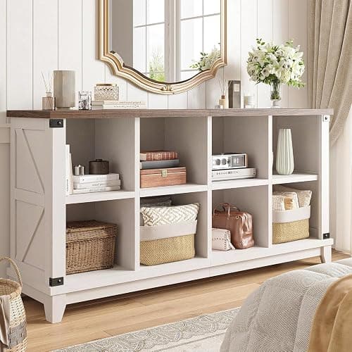 EnHomee 8 Cube Storage Organizer, Cube Organizer with Storage, Book Shelf for Bedroom and Home Office,White,Wood thumbnail 2