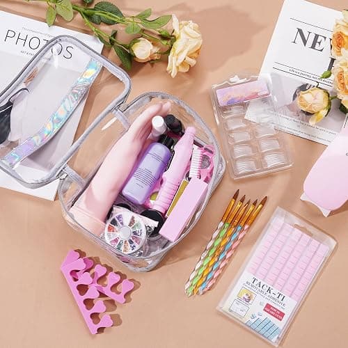 Kit Ongle Acrylique Gel Complet avec Main D'entrainement & Sac de Rangement | Poudre Acrylique Pour Ongles avec Poudres Acryliques, Lampe UV/LED, Ponceuse,12 Paillettes, D'autres Outils pour Débutantes thumbnail 2