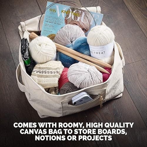 KnitIQ Pack of 9 Blocking Mats for Knitting and Crocheting - Extra Thick Blocking Boards for Crochet Projects - Block Mats for Knitting with Circular Gridlines, 150 T-Pins, and Storage Bag thumbnail 5