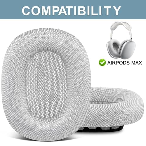SOPROM Ear Cushions for Airpod Max Over-Ear Headphones Replacement Earpads Covers Cups Pads with Durable Mesh Fabric, Softer Foam and Magnet-Silver thumbnail 2