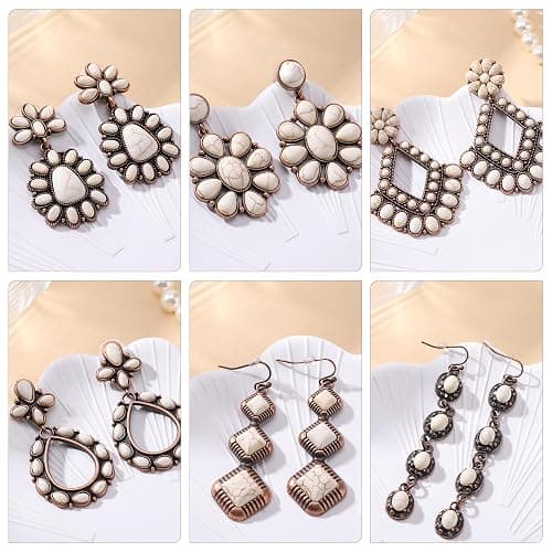 JMScape 6 Pairs Western Turquoise Earrings Set for Women Boho Vintage Dangle Earring Statement Country Cowgirl Jewelry Accessories for Gift thumbnail 6