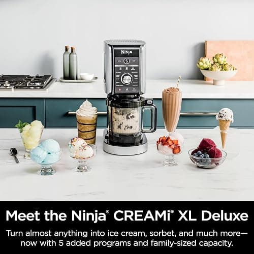 Ninja CREAMi Deluxe Ice Cream & Frozen Treat Maker, Includes (4) Family-Sized 24 oz. Tubs, for Ice Cream, Sorbet, Milkshakes, Frozen Yogurt, & More, 11-in-1, XL Capacity, Silver thumbnail 3