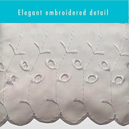 FRESH IDEAS Ruffled Bed Pillow Shams with Embroidered Eyelet Detail, Standard, Ivory, 2-Pack thumbnail 4