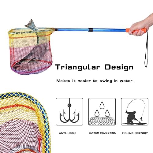 PLUSINNO Kids Fishing Net, Telescopic Lightweight Landing Net with Aluminum Pole Handle and Nylon Mesh, Catch and Release Butterfly Net for Kids Youth Outdoor thumbnail 4