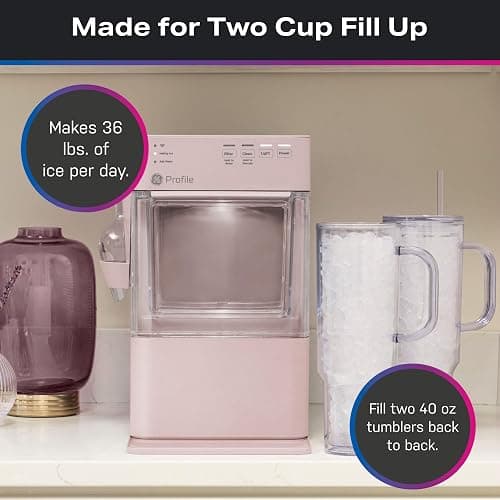GE Profile Opal Mini Nugget Ice Maker, Chewable Ice in 5 min, 36 lbs/Day | Soft Pebble Ice, Top Fill Water Reservoir, WiFi & App Control, Portable & Compact, 1 Pack Descaler & Scoop Included thumbnail 4