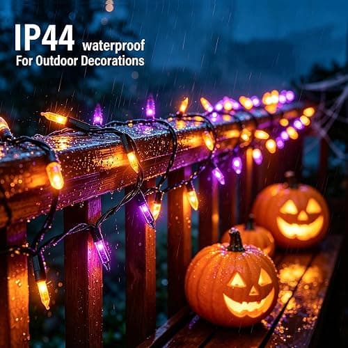 TW SHINE Purple and Orange Halloween Lights, 20FT 100 Count Incandescent Mini String Lights, Waterproof Halloween Decorations for Outdoor Indoor Patio Home Party Garden Yard Decor thumbnail 2