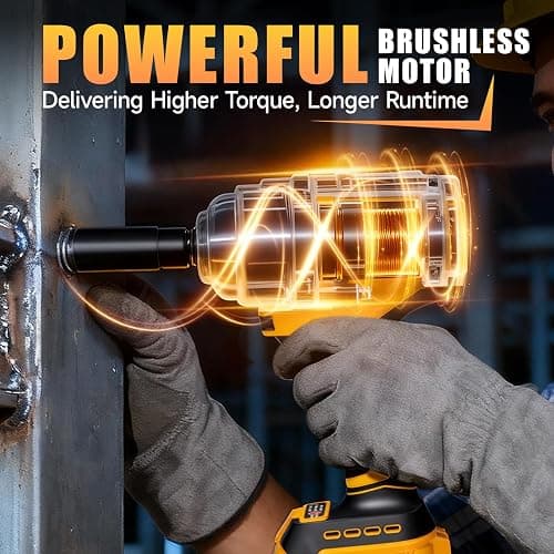 Cordless Impact Wrench 1/2" Compatible with DeWalt 20V Battery – 750 Ft-lbs (1000Nm) High Torque Brushless Motor, 4-Speed Impact Gun with LED Light (Tool Only) thumbnail 2