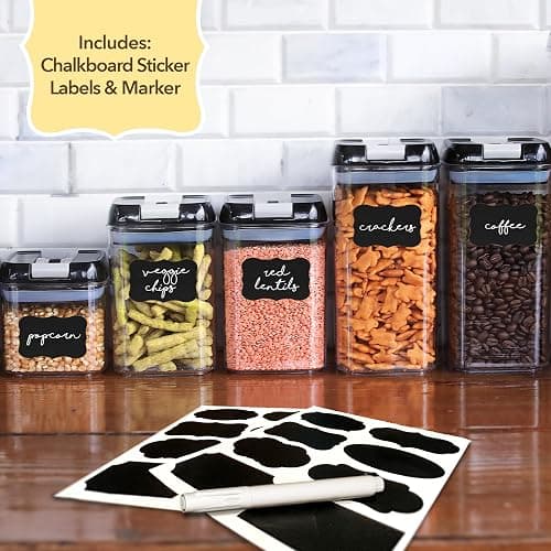 Simply Gourmet Airtight Food Storage Containers with Lids – 6 Piece Slim Kitchen Pantry Organization Set, 5 Cup Capacity, BPA-Free Clear Plastic, Stackable Containers for Flour, Sugar, Rice, Snacks thumbnail 2