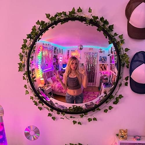 RattanView Retro Y2k Party Decor 12'' Round Acrylic Convex Mirror,Black | Fisheye Wide-angle Photo Prop, Y2K Themed Backdrop, Shatterproof Acrylic, Bedroom Classroom Decor, Retro Aesthetic Selfies thumbnail 8