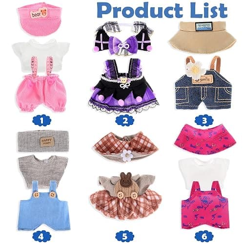 Total 6 Sets 17cm Dolls Clothes Outfits and Accessories Include Various Style Dress and Outfits (Doll and Shoes Not Included) thumbnail 4