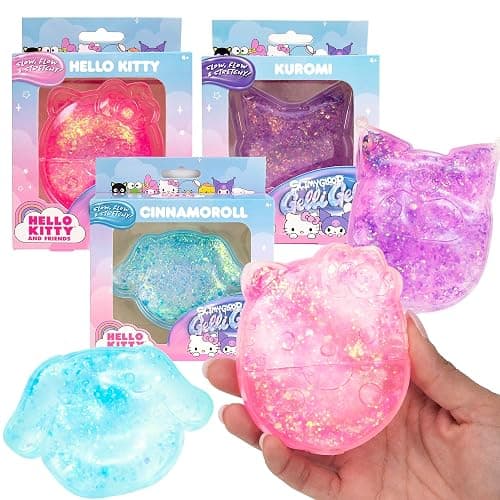 Horizon Group USA Slimygloop Gelli Gels, Hello Kitty & Friends 3 Pack | Slow-Flow Glitter Squishy Sensory Toys, Squeeze Stress Ball for Kids and Teens, Satisfying Sugar Squish Fidget - Image 1