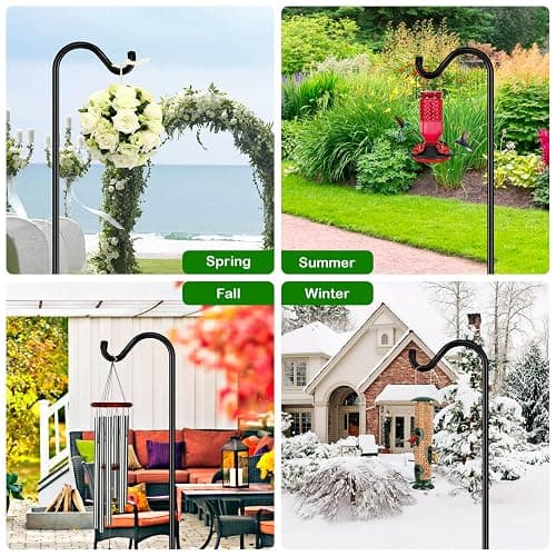 FEED GARDEN 76'' Bird Feeder Pole, Heavy Duty Shepherds Hooks for Outdoor with 7-Prong Base, Adjustable Shepherds Hook for Hummingbird Feeder, Lanterns, Plants, Wedding Decor (1 Pack) thumbnail 6