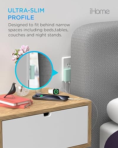 iHome 32W AC Pro Multi Port USB Wall Charger Block - Charging Station for Multiple Devices with 3 Ports (1 USB-C, 2 USB-A) - Fast Charging, Universal Compatibility (Mint) - Mint thumbnail 4