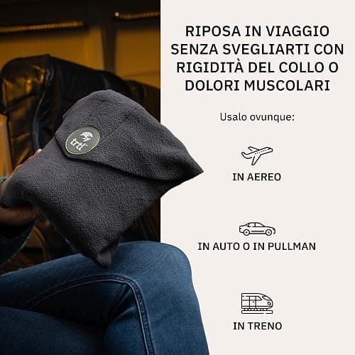 trtl Travel Pillow Nero | Cuscino da viaggio salvaspazio | Per viaggiare comodamente in aereo, auto e autobus | Sistema di supporto unico | Lavabile in lavatrice thumbnail 3