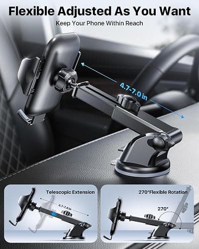 andobil Car Phone Holder, 2025 Military-Grade 89lbs Strongest Suction Phone Holders for Your Car Dashboard/Windshield/Vent Easy Clamp Car Phone Mount Stand for iPhone 17 16 15 14 13 Pro Max Samsung thumbnail 8