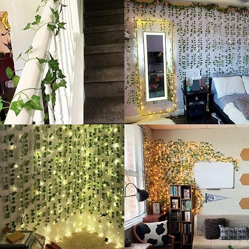 JPSOR 24pcs Fake Leaves Artificial Ivy Garland Greenery Vines for Bedroom Decor Aesthetic Silk Ivy Vines for Room Wall Home Decoration thumbnail 4