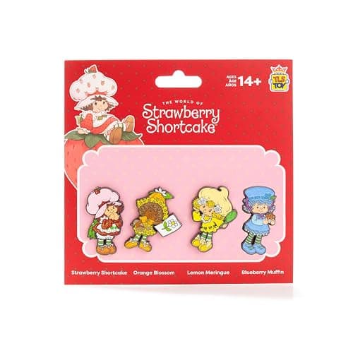 Strawberry Shortcake 'Limited Edition' 4-Pack Glitter Enamel Pin Set with Strawberry Shortcake, Lemon Meringue, Orange Blossom & Blueberry Muffin Pins - Image 1
