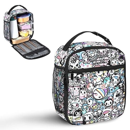 tokidoki Insulated Lunch Bag, Reusable Lunchbox for Work | 8.26"x3.54"x10.23". Polyester, insulated, reinforced handle, clasp. Side mesh, front pocket. For picnic, travel. - Image 1
