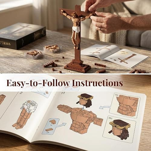 TLOEP Jesus Crucifix Building Set, Christian Cross Display Model (588 Pieces), Faith-Based Religious Decor Statue for Home & Office, Christian Gift for Easter, Lent & Confirmation thumbnail 5
