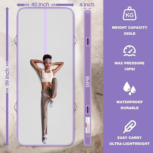 BPB Inflatable Gymnastics Mat. 10ft Air Tumble Track for Home Use/Training/Gymnastics/Cheerleading/Yoga/Pilates/Martial Arts/Gym/Beach/Cheerleading/Water Fun thumbnail 2