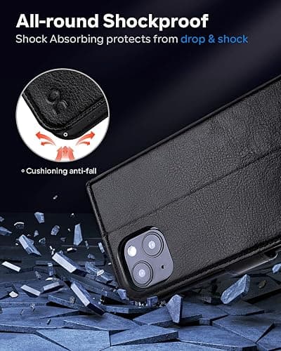 OCASE Phone 14 Plus Wallet Case, Durable PU Leather Flip Folio Case with 3 Card Holders, RFID Blocking, Shockproof TPU Inner Shell, Protective Phone Cover for Women Men, 6.7 Inch, Black thumbnail 7