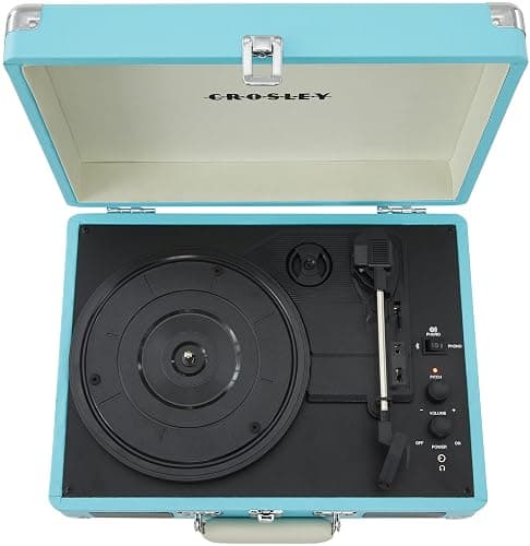 Crosley CR8005F-TU Cruiser Plus Vintage 3-Speed Bluetooth in/Out Suitcase Vinyl Record Player Turntable, Turquoise/White thumbnail 11