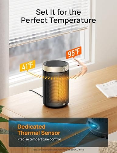 Dreo Space Heater, Portable Electric Heaters for Indoor Use with Thermostat and Remote, 2024 Upgraded, Digital Display, 12H Timer, 5 Mode, 1500W PTC Ceramic Fast Safety Heat for Office Bedroom Home thumbnail 7