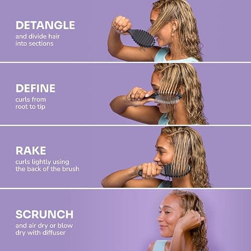 Wet Brush Curl Shaper Detangler Brush, Pink, Curl Defining for Curly and Coily Hair Types, IntelliFlex Bristles Detangle for Frizz-Free Shaping, Made for Women, Men & Kids thumbnail 5