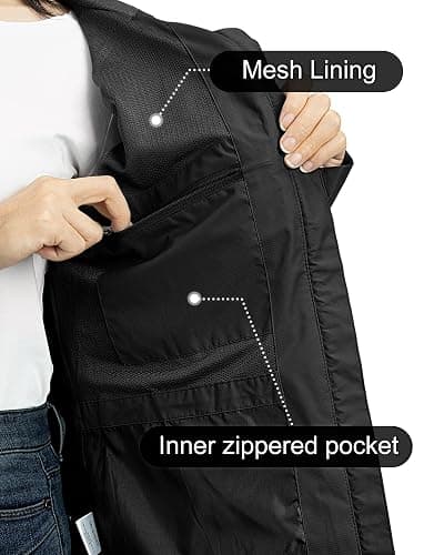 Outdoor Ventures Packable Rain Jacket Women Lightweight Waterproof Raincoat with Hood Cycling Bike Jacket thumbnail 6