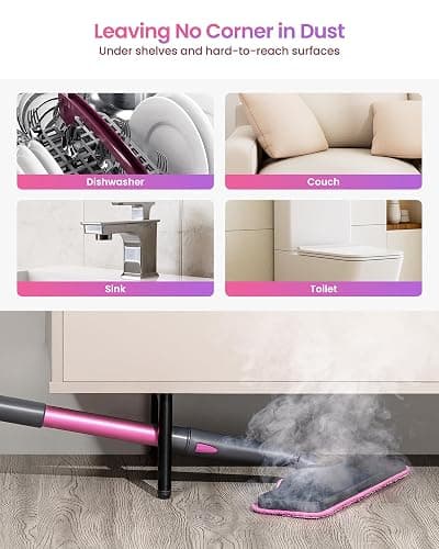 Schenley 7-in-1 Steam Mop Dual-Rod Design with Detachable Handheld Steamer for Walls, Grouts, Hard Floors, Tiles, includes Multi-purpose Accessories and Washable Microfiber Pads thumbnail 3