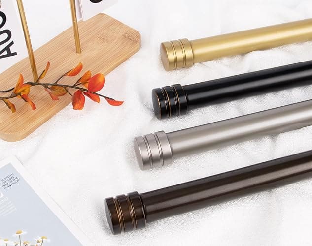 TONIAL1 Inch Double Curtain Rods 72 to 144 Inch (6 to 12 ft), Heavy Duty Decorative Drapery Rod for Windows 69 to 140 Inch (5.75 to 11.7 ft) with Classic Cap Finial, Bronze thumbnail 3