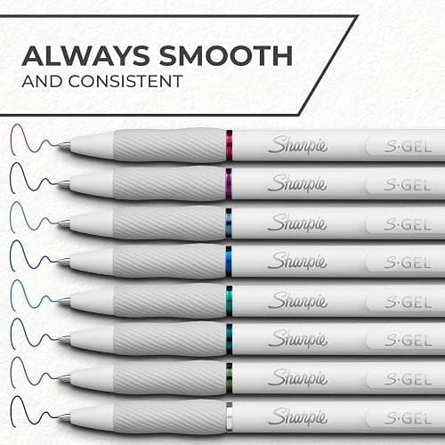 Sharpie S-Gel | Gel Pens for Writing | Medium Point (0.7mm) | Assorted Ink Colours | White Pearl Barrels | 8 Count thumbnail 4