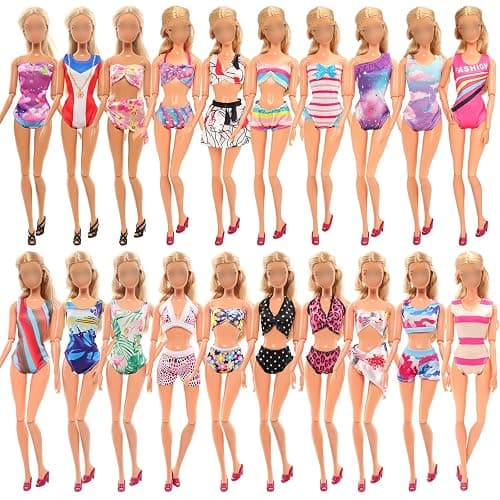 BARWA 10 Sets Doll Clothes Including 5 Bikini Swimsuits 5 Outfit Tops and Pants with 10 Shoes for 11.5 inch Dolls thumbnail 6