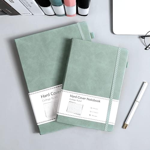 CAGIE Lined Journal Notebook for Women Men 320 Pages 100 Gsm Paper Thick Journaling Notebooks A5 Leather Journals for Writing Hardcover Journal Supplies for Work Note Taking Diary, 5.7x8.3 In, Green thumbnail 2