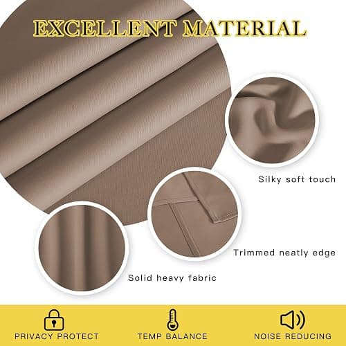 NICETOWN Blackout Blinds for Patio Door - Sliding Door Insulated Blackout Curtains, Extra Wide Curtain for Villa/Hall/Parlor (100 inches W x 84 inches L, Cappuccino) thumbnail 4